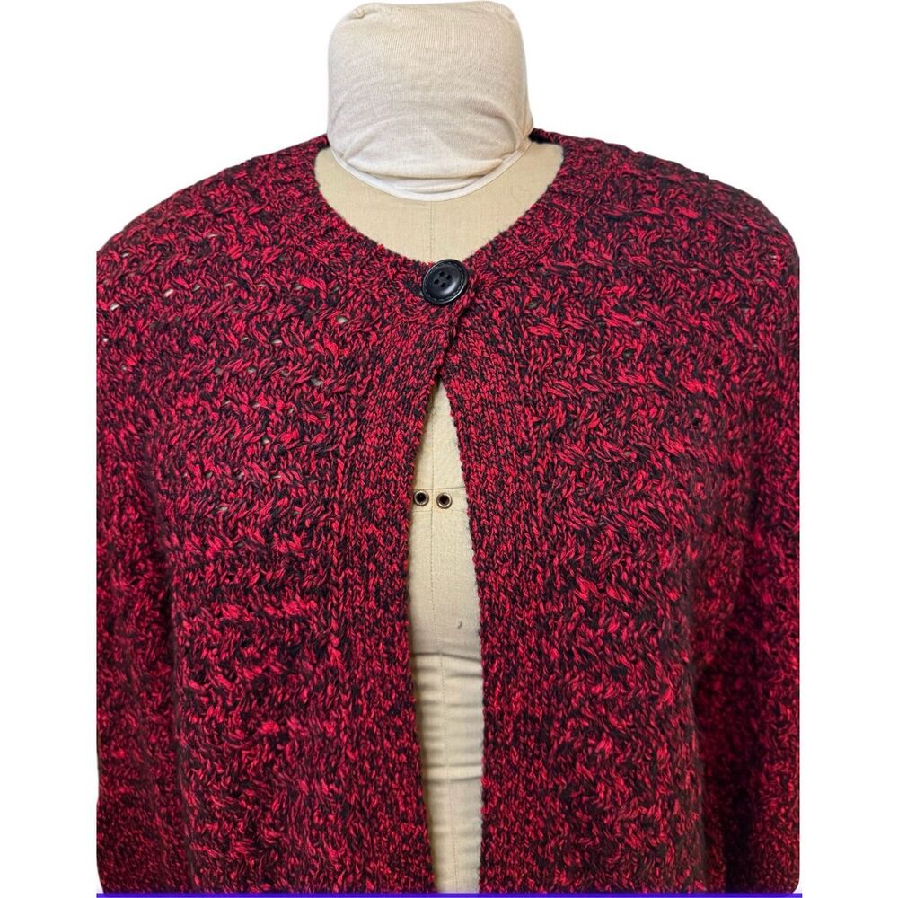 Ruby Rd. Knit Cardigan Single Button Red/Black Sz… - image 3